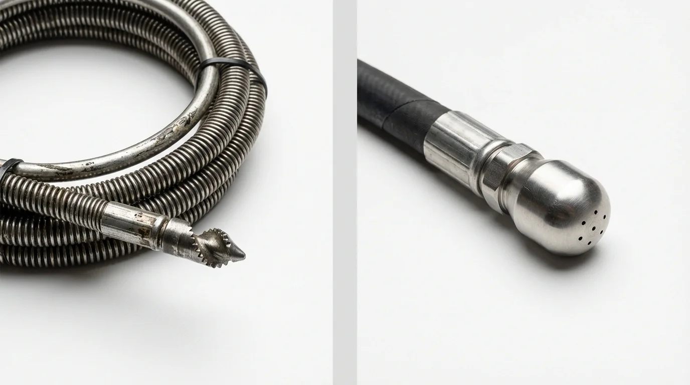 Drain snake cable and hydro jetting nozzle used for drain cleaning in Crow Agency, MT